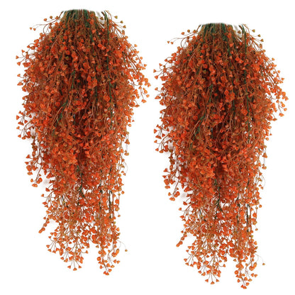 RECUTMS Fall Artificial Hanging Plants 4 Pcs Autumn Fake Ferns Artificial Plants Large Faux Hanging Plant Wall Thanksgiving Room Home Garden Wedding Party Indoor Outdoor Decor(Fall Orange)