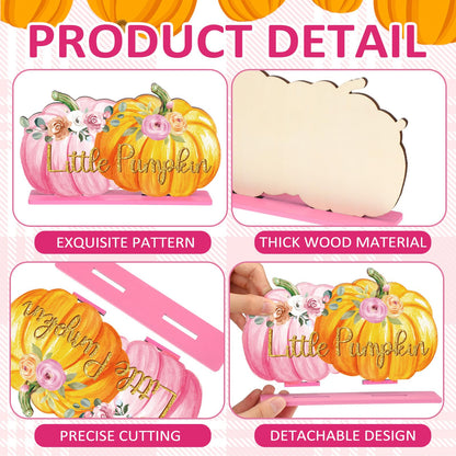 6 Pcs Thanksgiving Fall Little Pumpkin Baby Shower Decoration for Girl Wooden Thanksgiving Baby Shower Table Centerpieces a Little Pumpkin Is on The Way Table Decor Maple Tabletop for Party Supplies