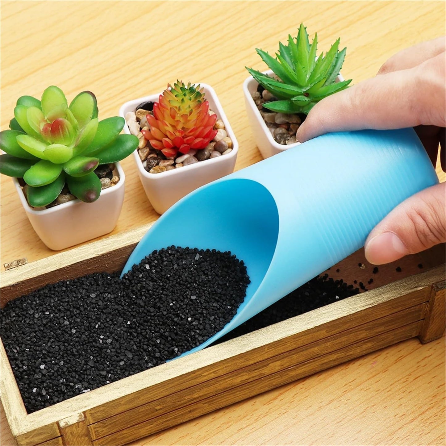 Bonsai Soil Scoop 6PC Plastic Soil Shovel Cup for Garden Spade Cultivation Bucket Potted Bonsai Fleshy Plant Mini Home Gardening Tools(Coffee)