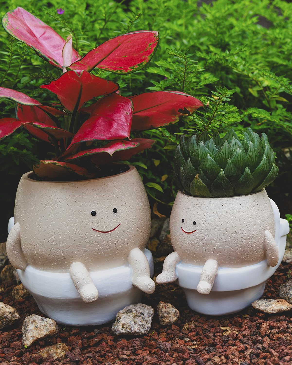 GaloTrek Smily Face Planter Pot Funny Toilet Plant Pots Cute Resin Flower Head Planters Succulent Pots for Indoor Outdoor Plants Unique Bathroom Planter with Drainage Hole (Small)