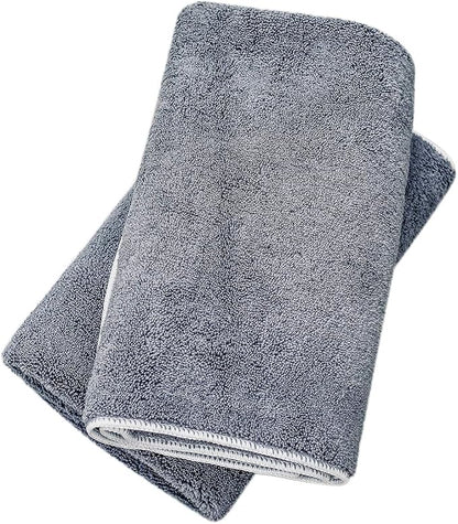 Wooflinen Microfiber Pet Bath Towel, 2-Pack, Ultra-Absorbent, Double Density, Machine Washable for Dogs and Cats