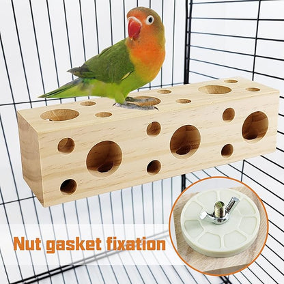 Natural Bird Wooden Block Chewing Toy,Parakeet Toys, Bird Cage Accessories for Hamster Cockatiels Conures Budgie