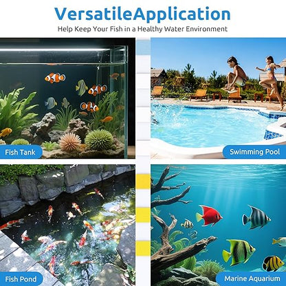 SEAOURA 7-in-1 Aquarium Test Kit for Fish Tanks - 135 Strips Water Testing Strips for Aquariums & Ponds Accurate Testing Nitrate，Nitrite，Chlorine，Hardness，Alkalinity，Carbonate，pH