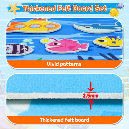 Taika 70 Pcs Ocean Felt Story Board Set, 43x28 inch Interactive Felt Story, Fuzzy Flannel Board, Preschool Storytelling, Classroom Educational Learning Play Kit, Interactive Teaching Kit