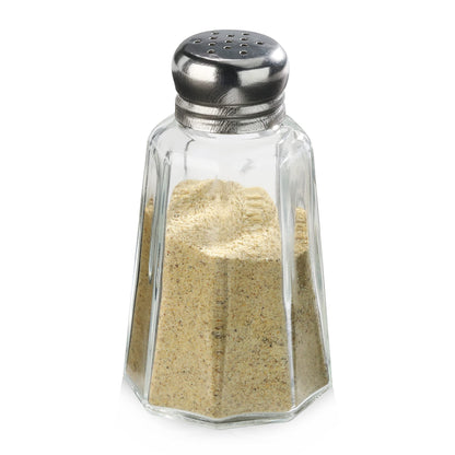 New Star Foodservice Glass Salt and Pepper Shaker with Stainless Steel Mushroom Top, 2-Ounce, Set of 12