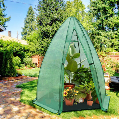 EAGLE PEAK Portable Mini Dome Greenhouse with Zippered Door and Mesh Window, Outdoor Mini Hexagon Greenhouse Kit for Indoor Outdoor Gardening 6' x 5'3'', Green PE Cover