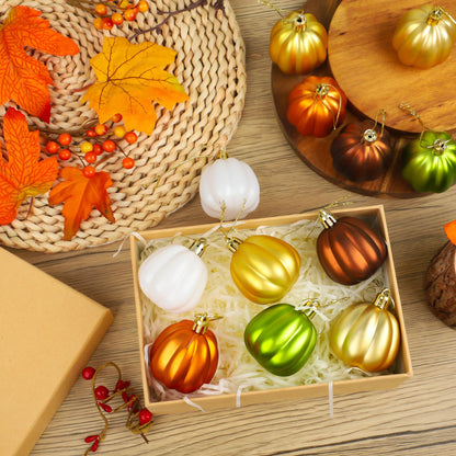 24 PCS Fall Pumpkin Hanging Ornaments Thanksgiving Hanging Decorations for Small Tree Mini Pumpkin Ball Ornaments for Halloween Thanksgiving Harvest Autumn Small Tree Home Decor