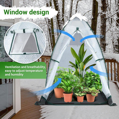 Green House for Outside Heavy Duty, Ohuhu Portable Walk-in Winter Greenhouse with Thick PE Bubble Cover - Small Greenhouses Outdoor for Plants Winter Protection