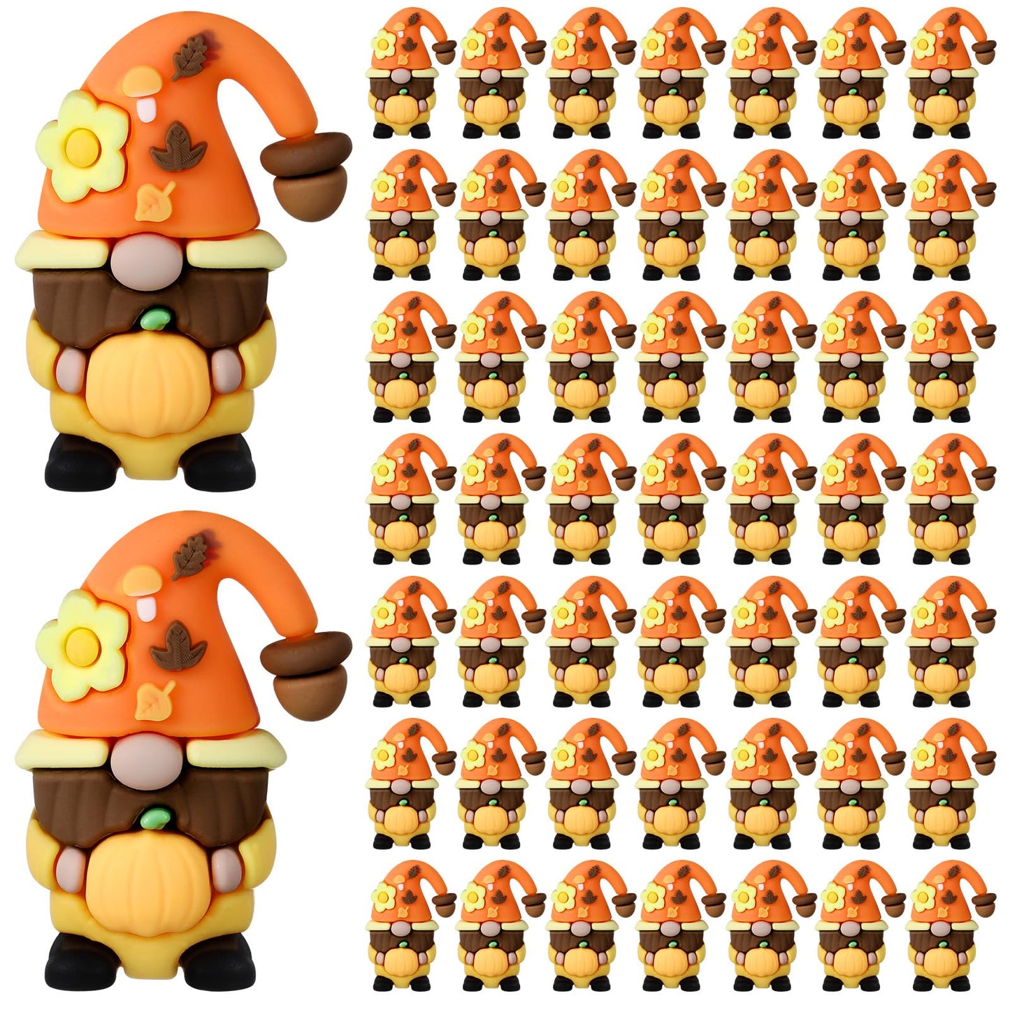Halloscume 50 Pcs Mini Fall Gnomes Tiny Thanksgiving Figurines to Hide Pumpkin Miniature Ornaments Small Gnomes Figurines for Harvest Thanksgiving Decorations