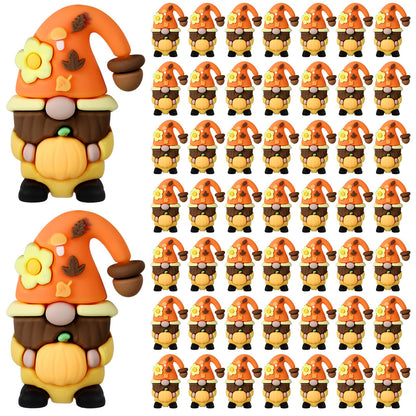 Halloscume 50 Pcs Mini Fall Gnomes Tiny Thanksgiving Figurines to Hide Pumpkin Miniature Ornaments Small Gnomes Figurines for Harvest Thanksgiving Decorations