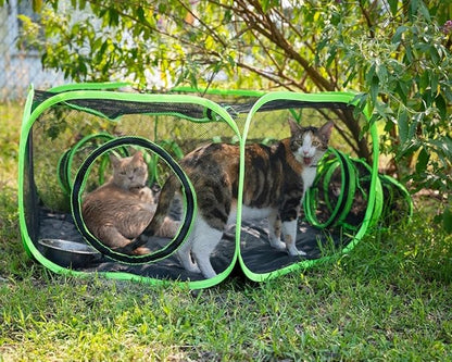Small Animal Playpen Guinea Pig Hedgehog Cage Rabbit Cage with Fun Surround Tunnel Breathable & Transparent Pop Open Exercise Yard Fence with Top Cover Anti Escape