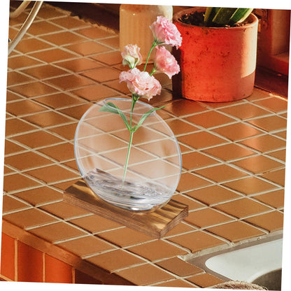 HANABASS 2sets Hydroponic Glass Planter Decorative with Eucalyptus Base for Home Office for Plant Propagation Display Clear Design for Elegant Decor