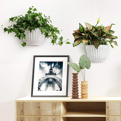 ORIMERC 6 Pcs Plastic Large Wall Plant Pots Vertical Garden Living Wall Mounted Window Hanging Basket Fence Planters Indoor Outdoor for Plants Flowers Kitchen Herbs Holder with Drainage Decor White