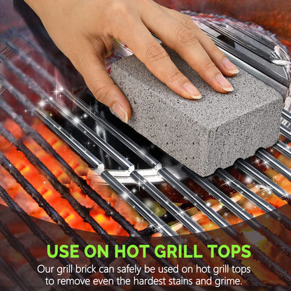 Maryton Grill Stone Cleaning Brick - Griddle Grills Cleaning Kit Block Pumice Stone for Removing Stains BBQ Grease, 3 Count