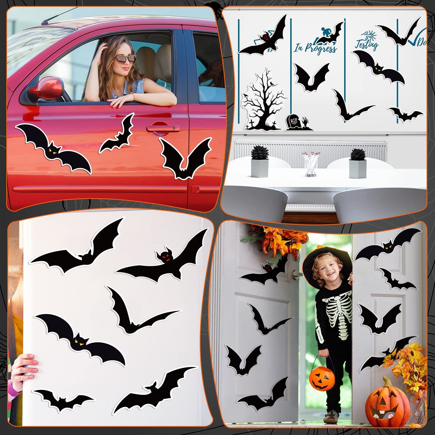 Fiada 21 Pcs Halloween Garage Door Decorations Magnets Bats Magnetic Holiday for Outdoor Party Car Haunted House Tree Grave Locker Sticker Decor
