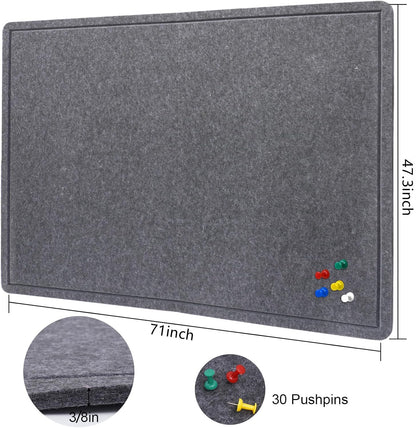 Large Bulletin Board - 72 X 48 inches Decorative Felt Pin Board - 6' x 4' Cork Board Alternative for Wall - Foldable Picture Board Self-Adhesive Vision Board Prayer Board with 30 Pushpins - Dark Gray