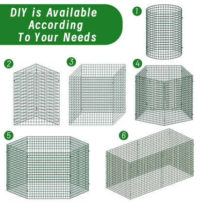 Plant Protectors from Animals - DIY Reusable Plant Cages for Outdoor Plants, Square Mesh Plant Covers Kits, 12"x12" Panels (6/18/30 Pcs) (6, Dark Green)