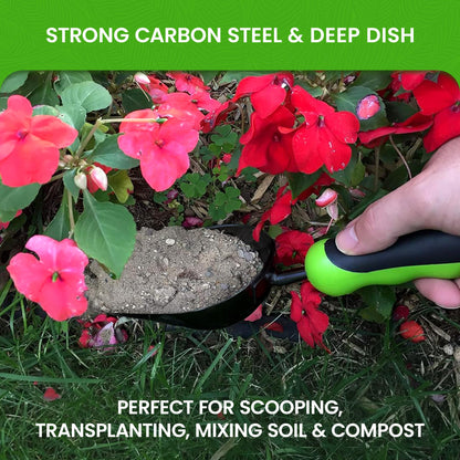 Garden Guru Super Strong Garden Scoop Trowel Shovel Transplanter – Strong Carbon Steel - Rust Resistant – Ergonomic Grip – Perfect Hand Shovel for Gardening Transplanting and Digging (2 Pack)