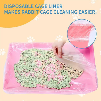 100 Pcs Disposable Cage Liners 27.6' X 19.7'' - Clear, Plastic Toilet Film for Bunny, Hamster, Totoro, Hedgehog, Guinea Pig & Small Animal Habitats