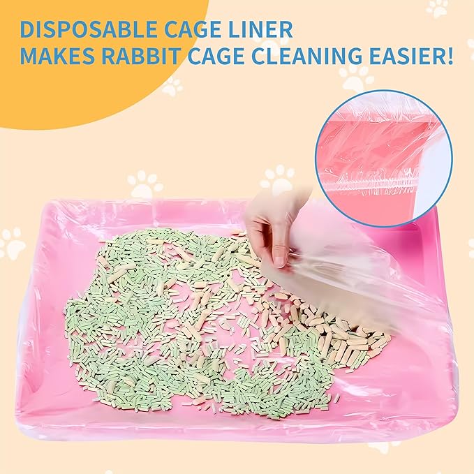 50 Pcs Disposable Cage Liners 19.7'' X 11.8'' - Clear, Plastic Toilet Film for Bunny, Hamster, Totoro, Hedgehog, Guinea Pig & Small Animal Habitats