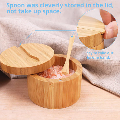 Bamboo Seasonings Box with Mini Spoon & Acacia Wood Tea Bag Organizer Storage