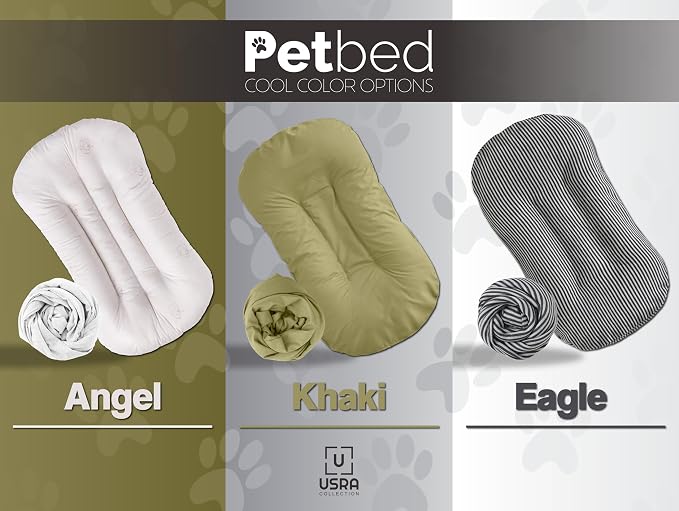 USRA 100% Cotton Orthopedic Pet Bed Gift Set with 2 Covers 28"x20" Dog Cat Recovery Pillow Hypoallergenic Natural Oeko-TEX Certified Comfy Kennel Pillow - Green Blue Colors