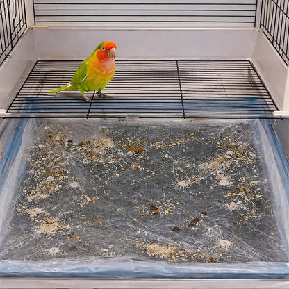 Aogigigio Bird Cage Liner - 50 Pcs Disposable Bird Cage Liners, Large 38 x 22 Inch Cage Liner for Big Tray, Leakproof Plastic Bird Cage Liner for Parakeet, Cage Liners for Small Animals