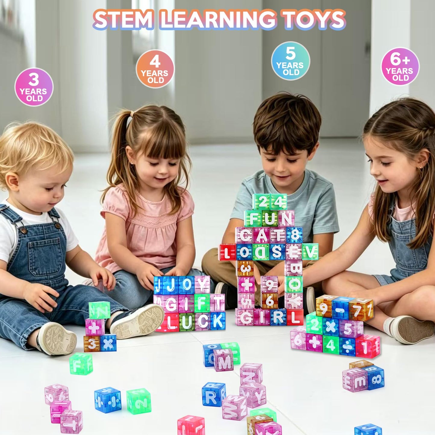 TRILVIX 40 PCS Magnetic Alphabet Blocks, STEM Educational Learning Toys for Kids Ages 3+, Letter Number Building Set with Travel Storage Case, Montessori Toy Gift