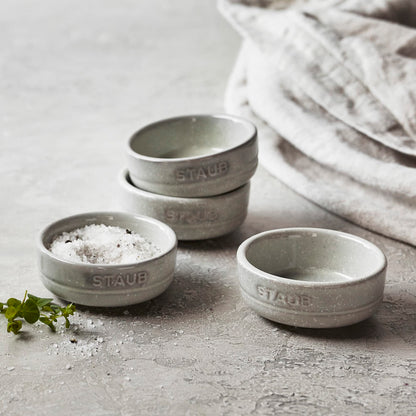 STAUB Ceramic Dinnerware 4-pc Condiment Dish Set - White Truffle