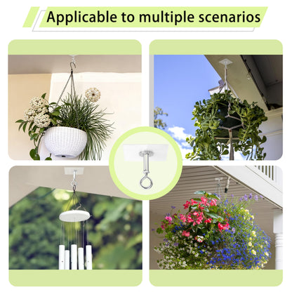 YANGYIXIN Heavy Duty Adhesive Ceiling Hooks, 4-Pack Ceiling Hooks for Hanging Plants – No-Drill 25lb Hold. Strong Adhesive Hooks Heavy Duty for Reliable Indoor or Outdoor Support.