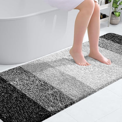 OLANLY Bathroom Runner Rugs Mat 70x20, Extra Soft Absorbent Microfiber Bath Rugs, Rubber Backing, Quick Dry, Washable Long Bath Mats for Bathroom Floor, Tub and Shower, Home Decor Accessories, Black