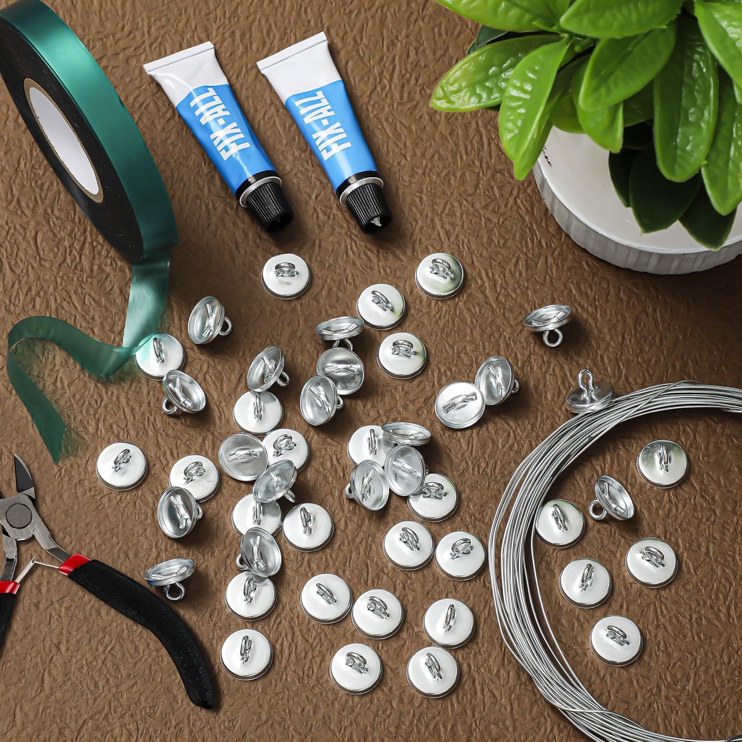 WILLBOND Plant Anchor Kit, 80 Pcs Vine Anchors 5 Pack Silicone Adhesive Sealant Garden Tie Tape Metal Wire Wire Cutters for Spring Trellis Vine and Stucco Brick Wall Climbing Plants Supplies(Silver)