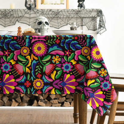 Horaldaily Mexico Tablecloth 60x84 Inch Rectangular, Halloween Cinco Dia De Los Muertos Seasonal Table Cover for Party Picnic Dinner Decor