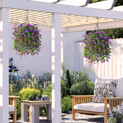 INQCMY Artificial Faux Hanging Flowers Plants Basket for Outdoor Outside Spring Summer Decoration,UV Resistant Fake Silk Daisy in Planter Resistant Look Real for Home Porch Balcony Patio Yard Decor