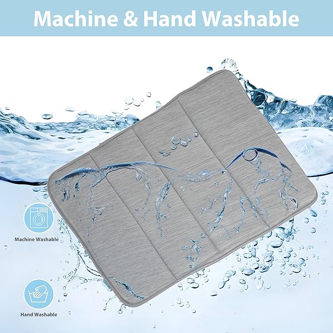 Cooling Dog Mat Q-Max>0.5 - Rapid Cooling Tech, Thin Breathable Crate Pad, Portable Washable Summer Mat, Chill Soothing Fabric - 30"x20" Medium Dog, Grey