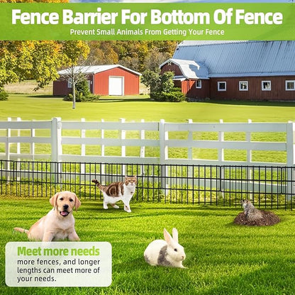 42.5ft(L) x 13in(H) Animal Barrier Fence, 30 Panels No Dig Fence, Garden Fence Barrier for Bottom, Rabbit Fence for Garden, Dog Fences Barrier, Rustproof Metal Fences Border for Outdoor