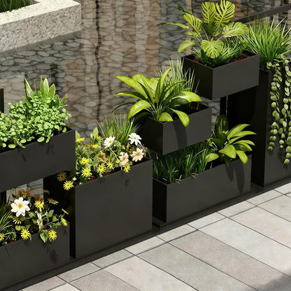 YJEUZCD Metal Large Planter Box, Outdoor Indoor Tall Long Flower Box Partition, Commercial Patio Porch Garden Partition Divider(80x80cm/31.4x31.4in)