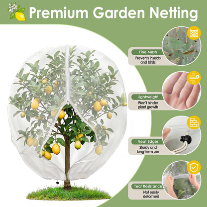 4PCS Insect Bird Barrier Mesh with Zipper Drawstring, Blueberry Bush Netting Cover Insect Bird Netting Tomato Protective Cover Garden Mesh Netting for Vegetables, Fruits, Trees, 3.94Ft x 4.92Ft
