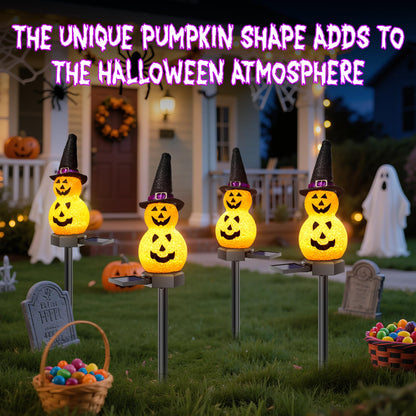 Halloween Pumpkin Solar Garden Light 2 Packs, Festive Garden Light Decoration for Halloween, Pumpkin Light for Outdoor Pathway, Lawn, Yard, Pond Decor