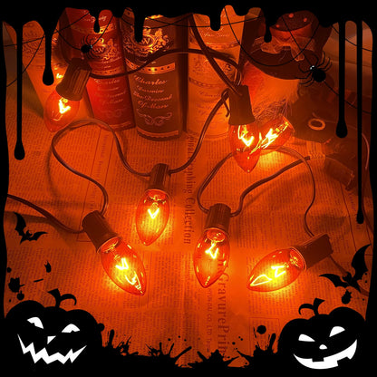 GOOTHY C9 Orange Christmas String Lights, 25Ft Outdoor Christmas Decorations Lights with 26 Incandescent Orange Bulbs, Hanging Patio Lights Waterproof for Roofline Backyard Outdoor Halloween Party