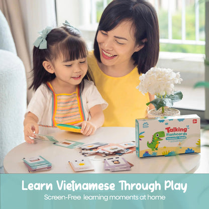 Monkey & Bananas | Vietnamese–English Talking Flash Cards | Southern & Northern Dialects | Bilingual Toy for Toddlers & Beginner Learners | 224 Words, 18 Themes | Screen-Free Learning Toy | Ages 2–6