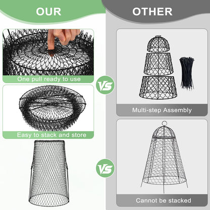 5 Pcs 17.7" Tall Garden Cloches for Plants, 5.9" Long Legs Ground Stakes Plant Cages Stackable Storage, Rustproof Plants Chicken Wire Cloche Plant Protectors from Animals for Squirrels, Rabbits, Deers