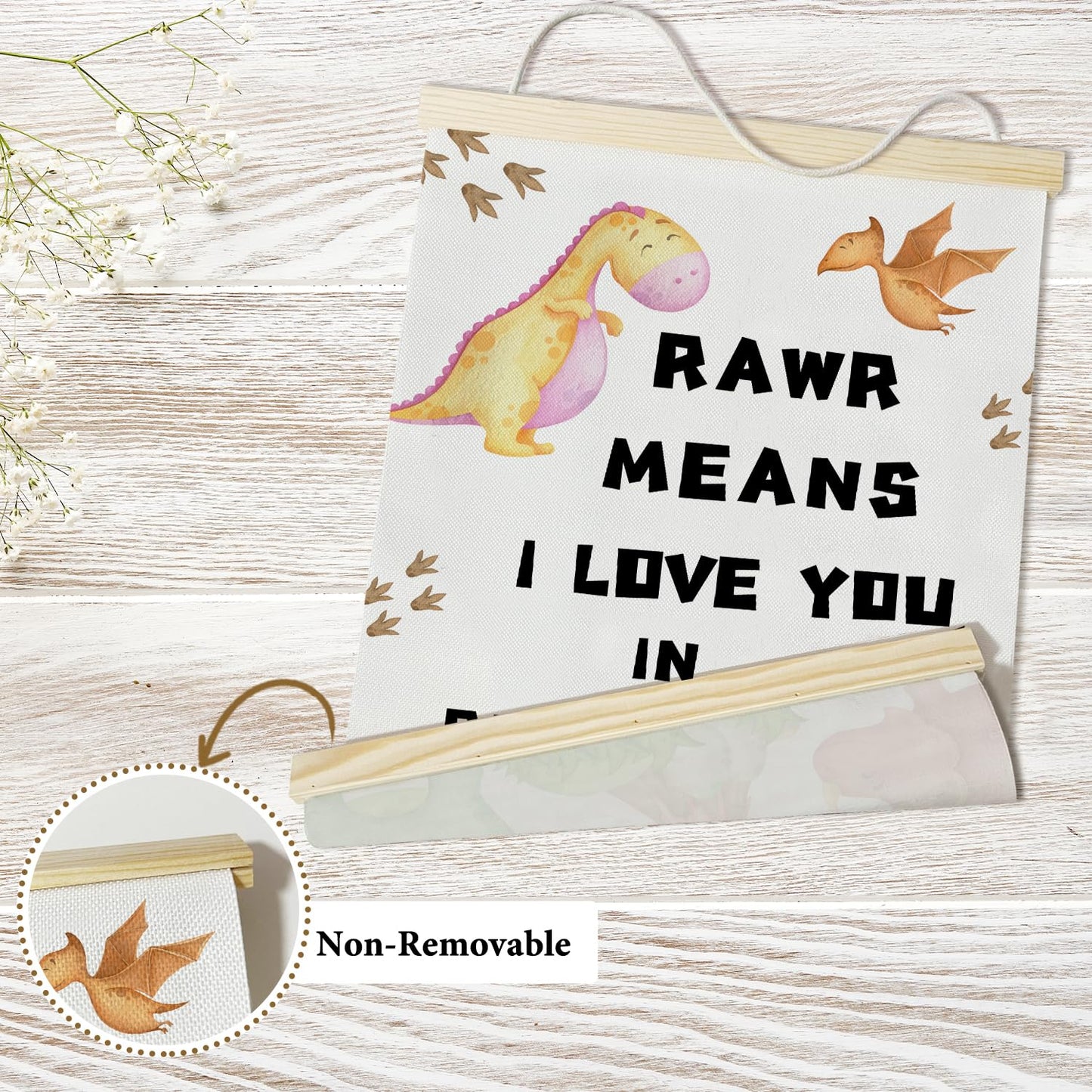 Nopoben Dinosaurs Poster Hanger Frame, Dinosaurs Wall Art With Wooden Poster Hanger, Boys Room Wall Decor, Boys Playroom Kids Toddler Room Decor(12x16 Inches)-31