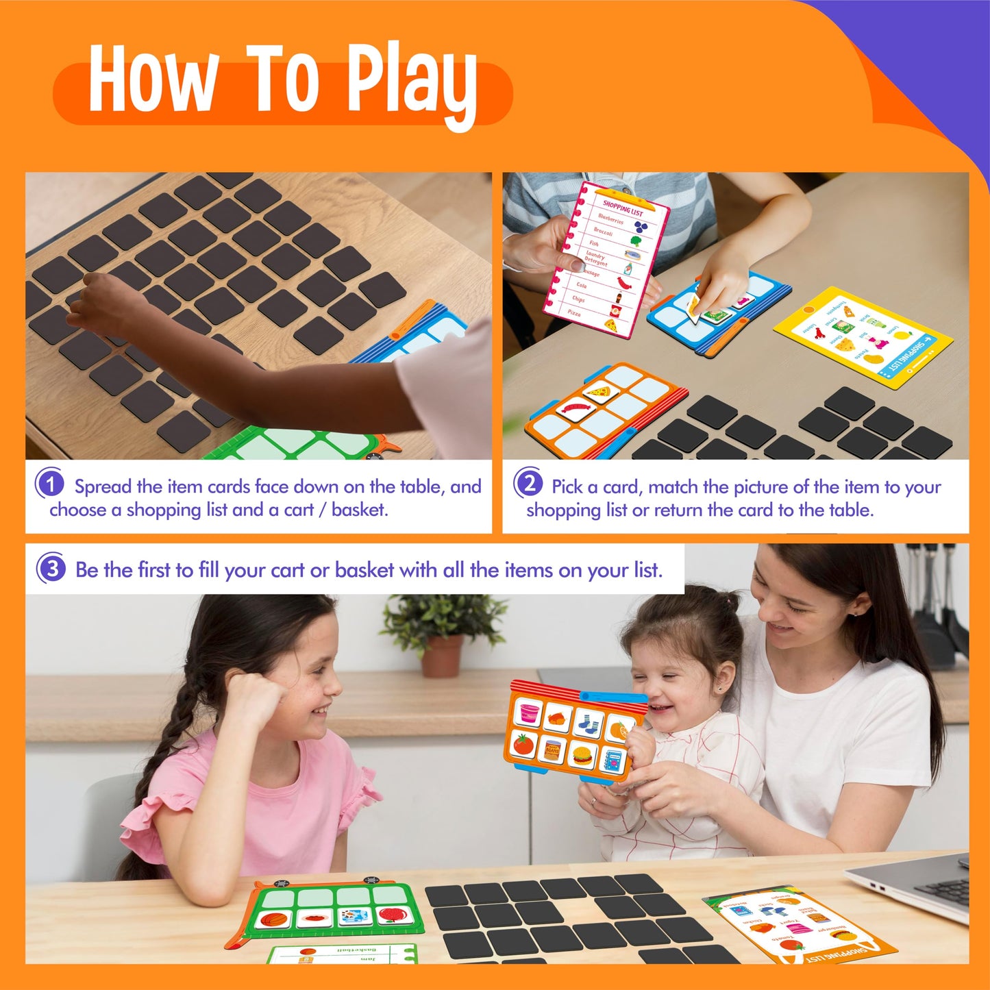 Magnetic Shopping List Game, Funny Groceries Matching Memory Game, Race to Collect Your Items Educational Toy for Boys & Girls at Home