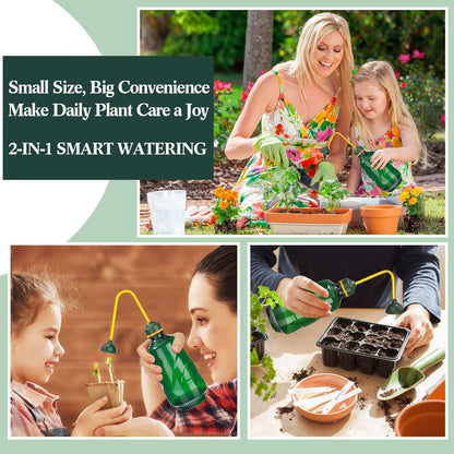Reallnaive 1/2 Gallon Long Spout Watering Can Set for Indoor & Outdoor Plants – Includes Spray Bottle, Squeeze Bottle, Watering Globes & Soil Moisture Meter for Garden & House Plants(Dark Green)