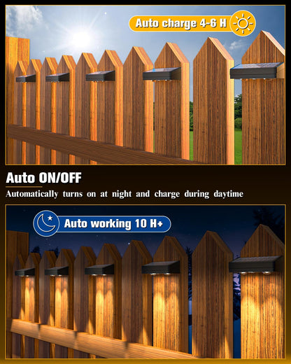 JOFIOS Solar Fence Lights 12 Pack, 50 Lumens Outdoor Fence Solar Lights with 12 Modes RGB Color Glow LED Solar Lights Outdoor Waterproof, Solar Lights for Patio, Backyard, Deck, Fence, Railing.