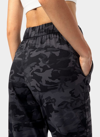 SANTINY Women's Joggers Pants Pockets Drawstring Running Sweatpants for Women Lounge Workout Jogging(Camo Deep Coal Multi_XS)