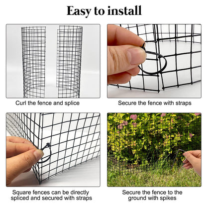 10 Pack Plant Protector from Animals, 12'' x 12'' Square Metal Plant Cages Wire Plant Protectors 40pcs Metal Mesh to Keep Animals Out, Garden Protection Bunny Barricades for Garden Flowers Vegetables