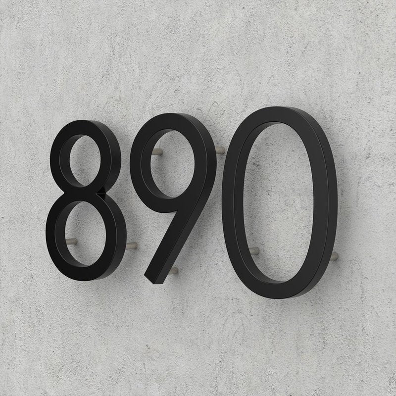 Modern House Numbers for Outside, 5 Inch Floating House Numbers, Metal Address Sign, Mailbox Number, with Nail Kit, Never Rust, Matte Black (Black, 7)