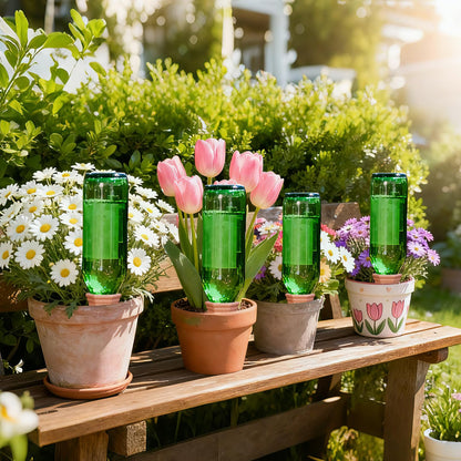 Plant Watering Spikes 12 Pack,Terracotta Plant Watering Spikes Wine Bottle Automatic Plant Waterer for Watering Indoor and Outdoor Plants While on Vacation - Plant Perfect Self-Watering Device